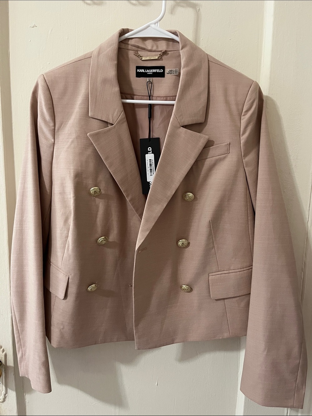 Karl Lagerfeld Women's Dusty Rose Double-Breasted Blazer, Size 12